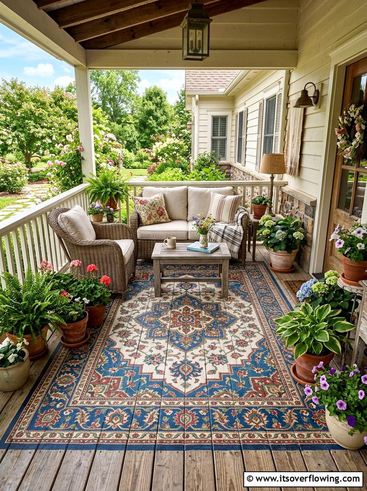 Faux Rug Painted Porch Floor - 25 front porch ideas with painted floor