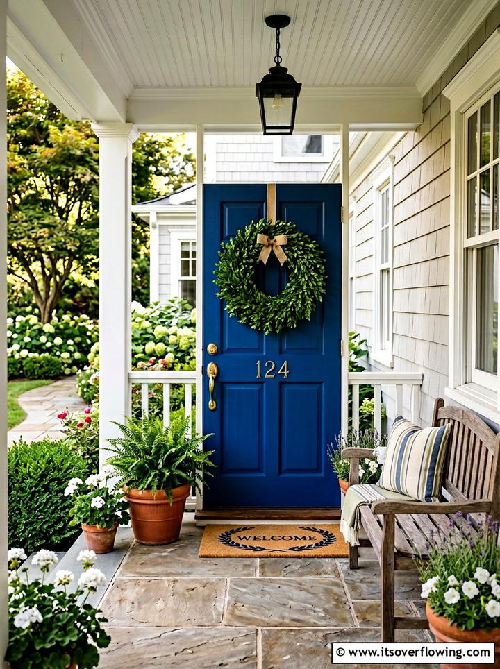 Faux boxwood wreath - 25 front porch decor ideas with year round greenery