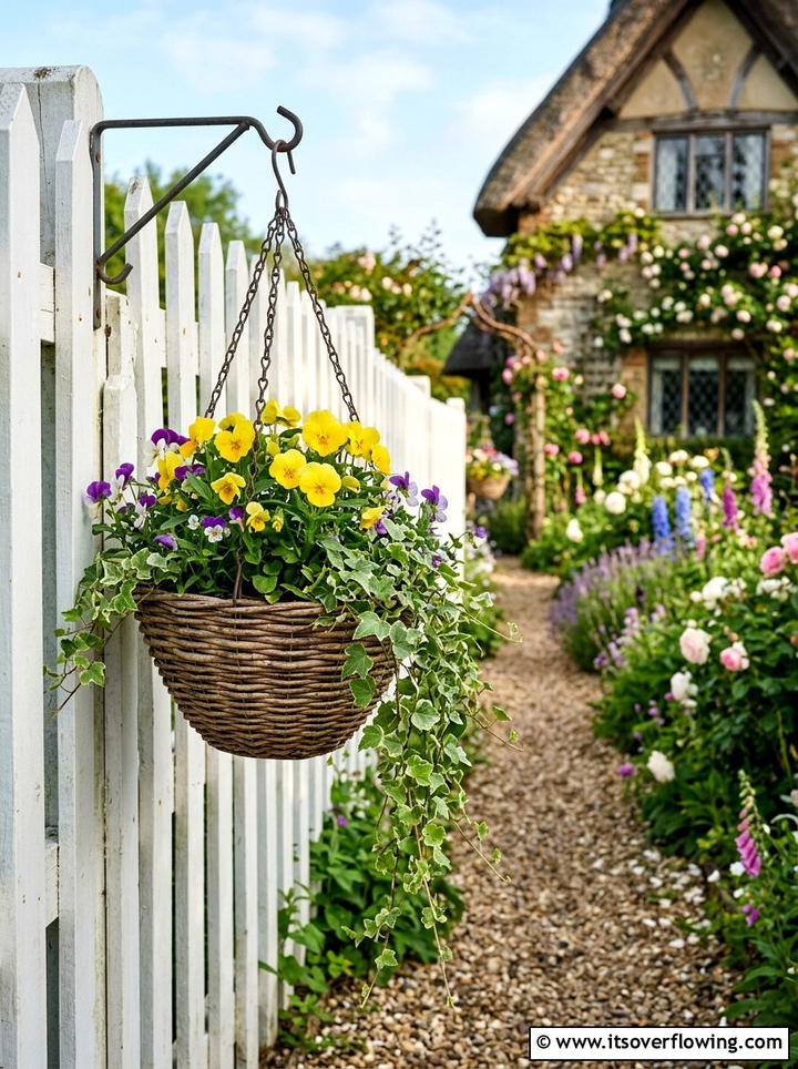 Fence Hanging Basket - 25 recycled garden ideas with baskets