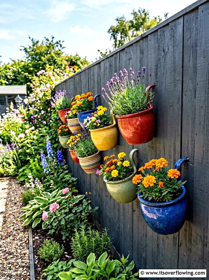 Fence Hanging Pot - 25 garden ideas with vertical gardens