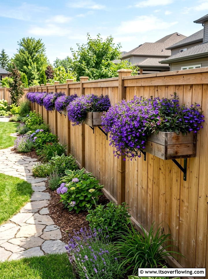 Fence Mounted Flower Box - 25 upcycled garden ideas with flower boxes