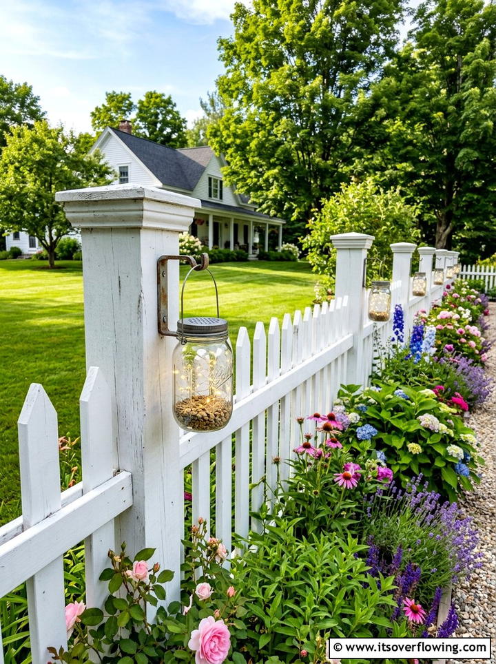 Fence post mason jar lantern - 25 garden ideas with mason jar lanterns