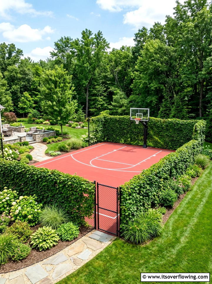 Fenced backyard court - 25 backyard ideas with sports court