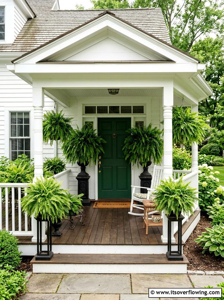 Fern filled front porch - 25 front porch decor ideas with planters