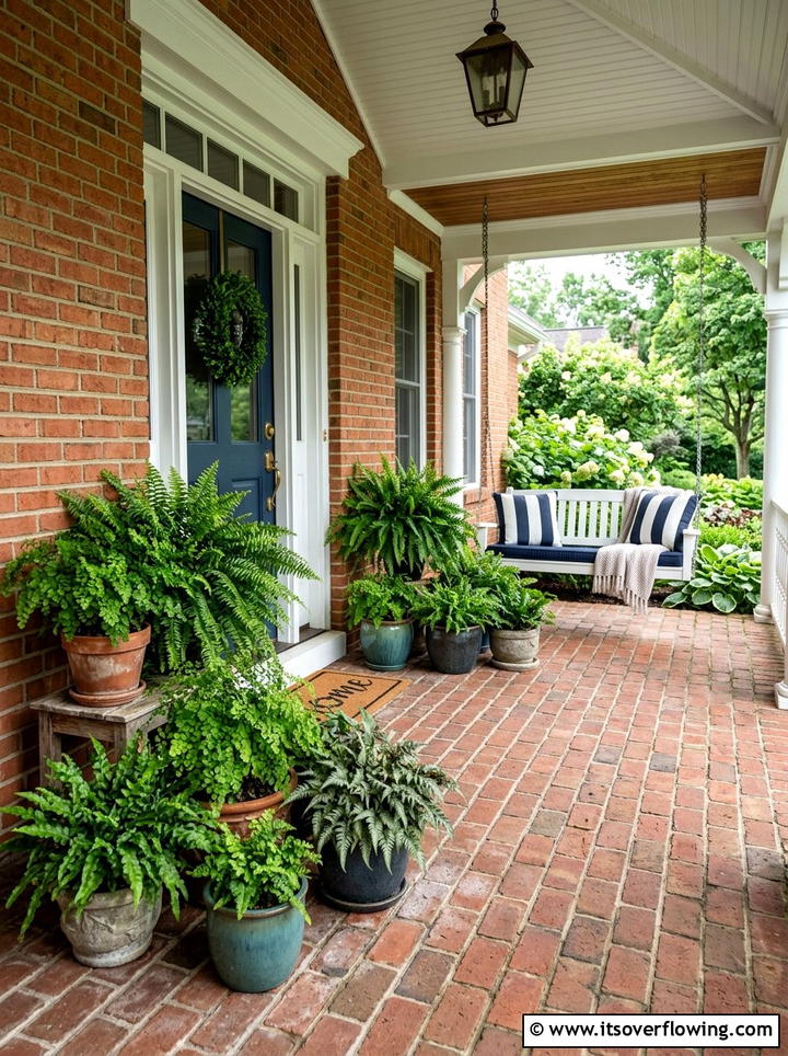 Fern porch display - 25 front porch decor ideas with year round greenery