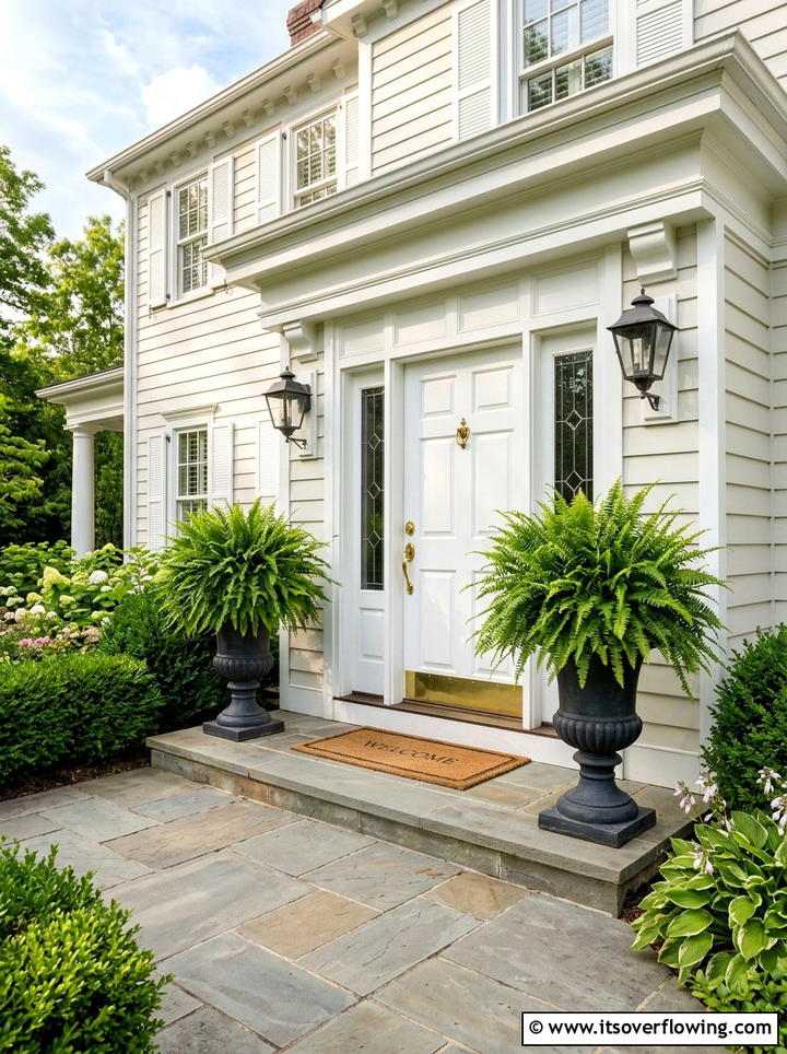 Ferns In Black Urns - 25 front porch ideas with ferns