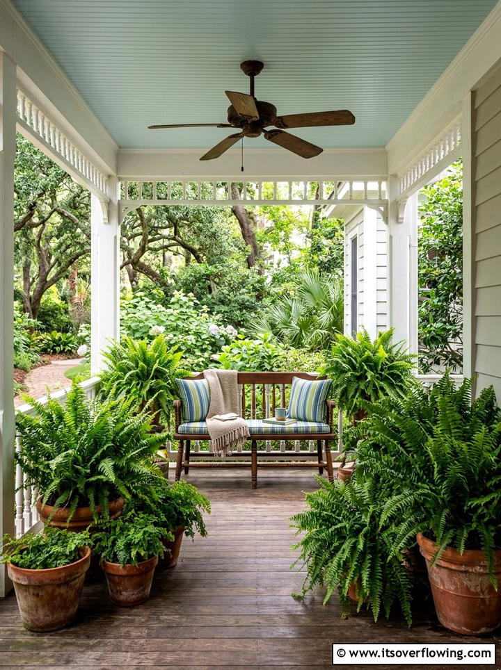 Ferns in terracotta pots - 25 front porch ideas with terracotta pots