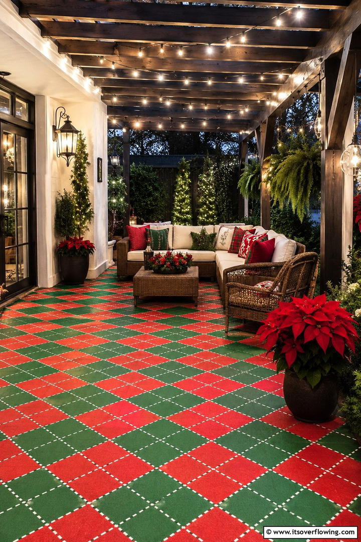 Festive Holiday Themes - 30 Painted Concrete Patio Ideas for Colorful Outdoor Floors