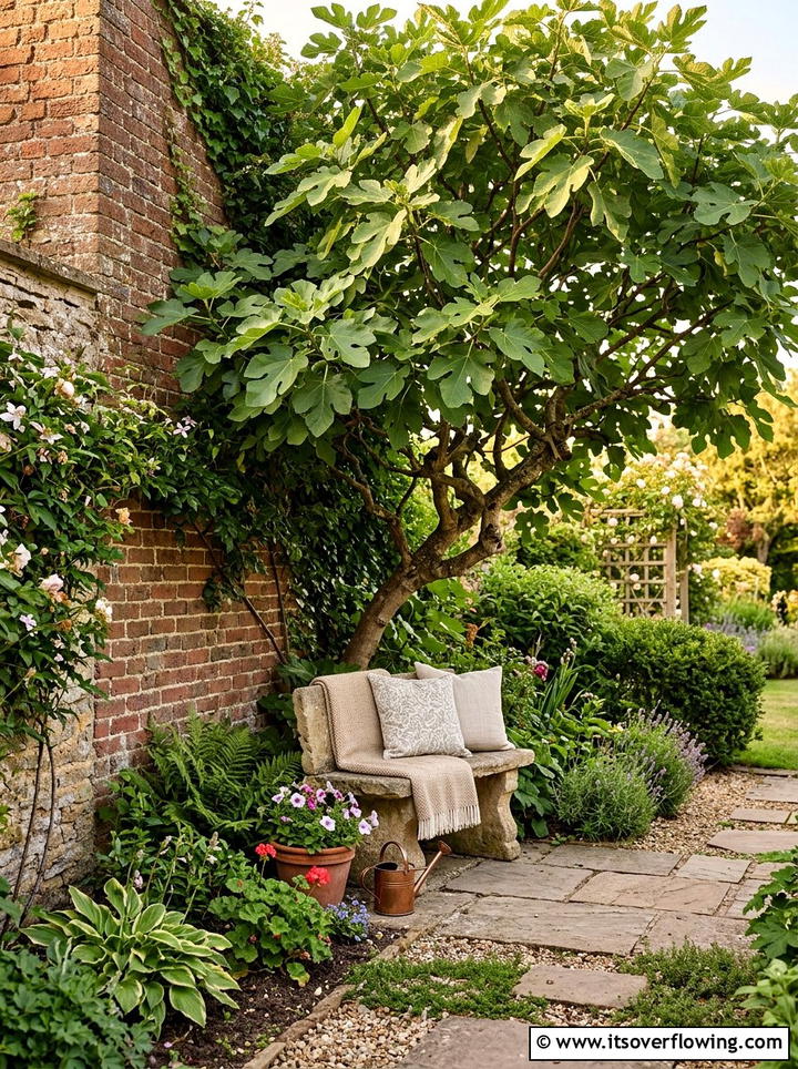 Fig tree corner garden - 25 garden ideas with fruit trees