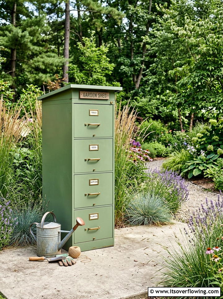 File cabinet garden shed - 25 upcycled garden ideas with tool storage