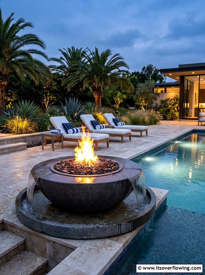 Fire And Water Bowl - 25 backyard ideas with fountain