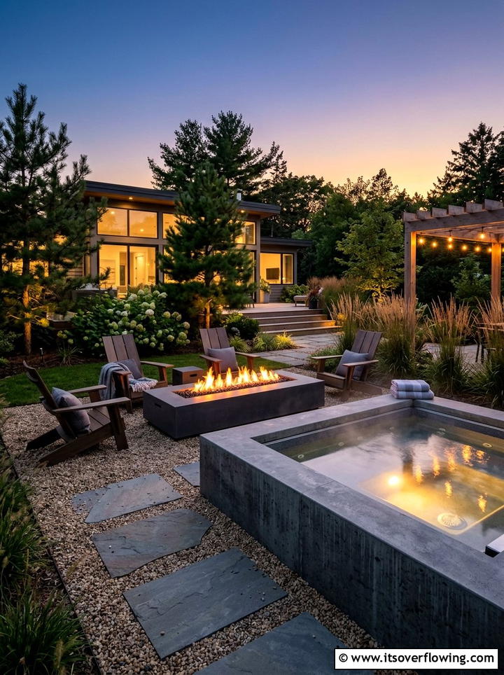 Fire Pit And Hot Tub Combo - 25 backyard ideas with hot tub