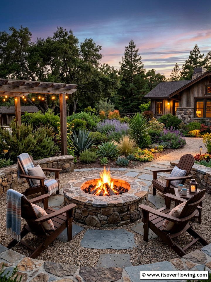 Fire Pit Area - 25 backyard ideas with drought tolerant plants