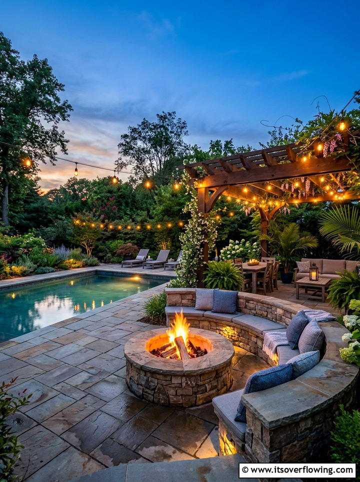 Fire Pit Area Next To Pool And Pergola - 25 backyard ideas with pool and pergola