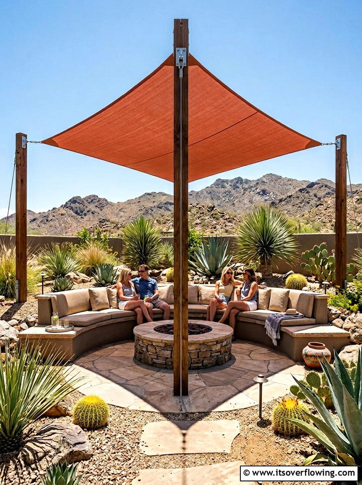 Fire Pit Area Sun Shade - 25 backyard ideas with shade sail