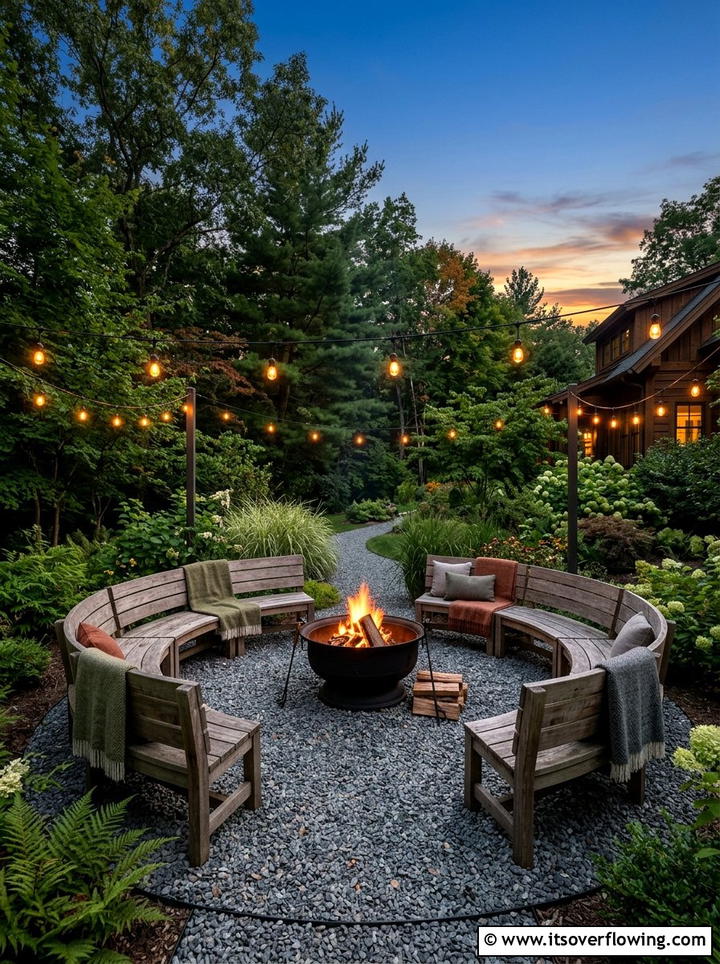 Fire Pit Area With Crushed Stone - 25 cheap garden ideas with gravel