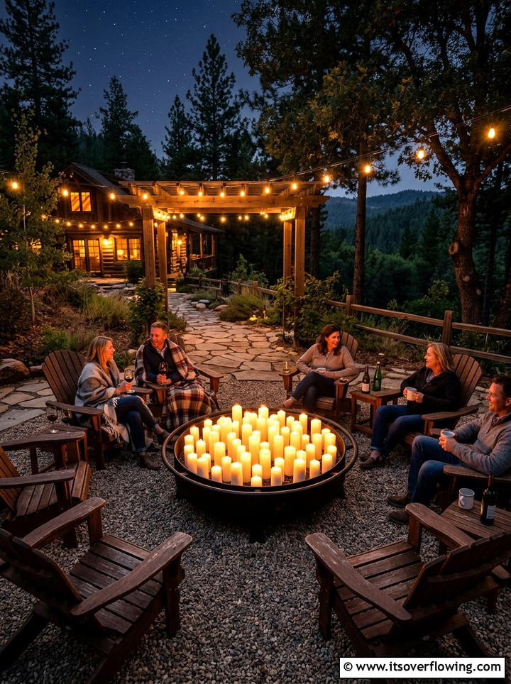 Fire Pit Candle - 25 garden decor ideas with candles