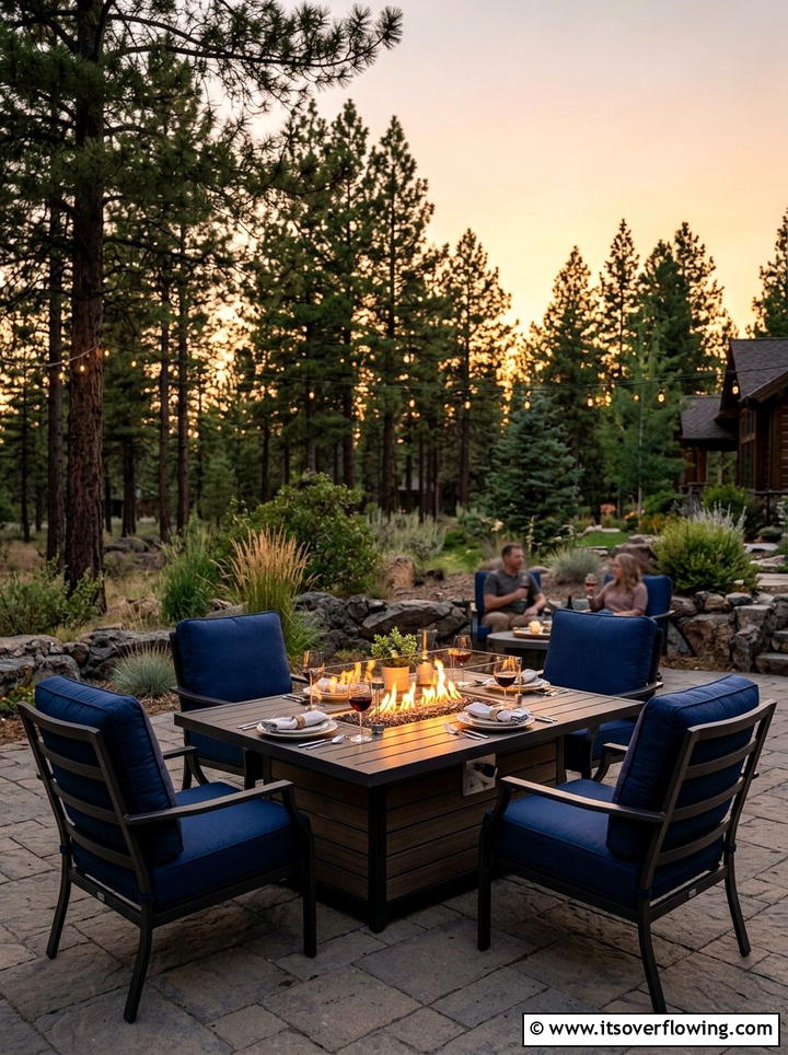 Fire Pit Dining Table - 25 backyard ideas with dining area