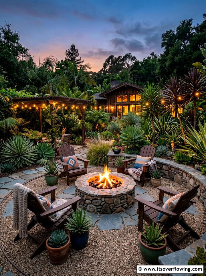 Fire Pit Gathering Area - 25 garden decor ideas for tropical gardens