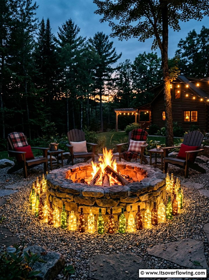Fire Pit Perimeter Lighting - 25 garden ideas with bottle lights