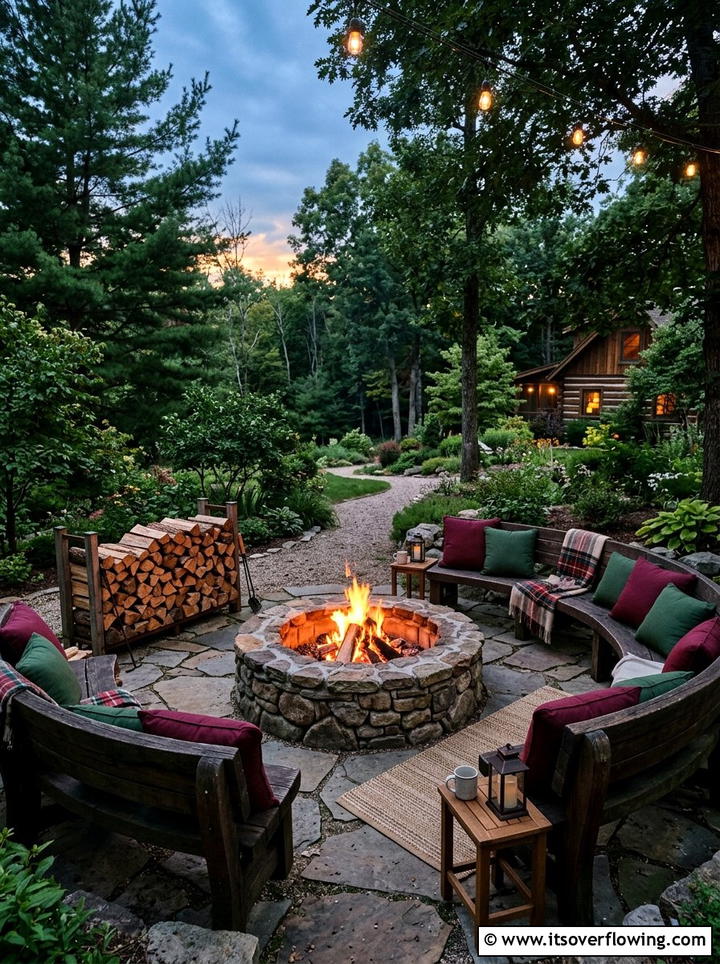 Fire Pit Seating - 25 garden decor ideas with throw pillows