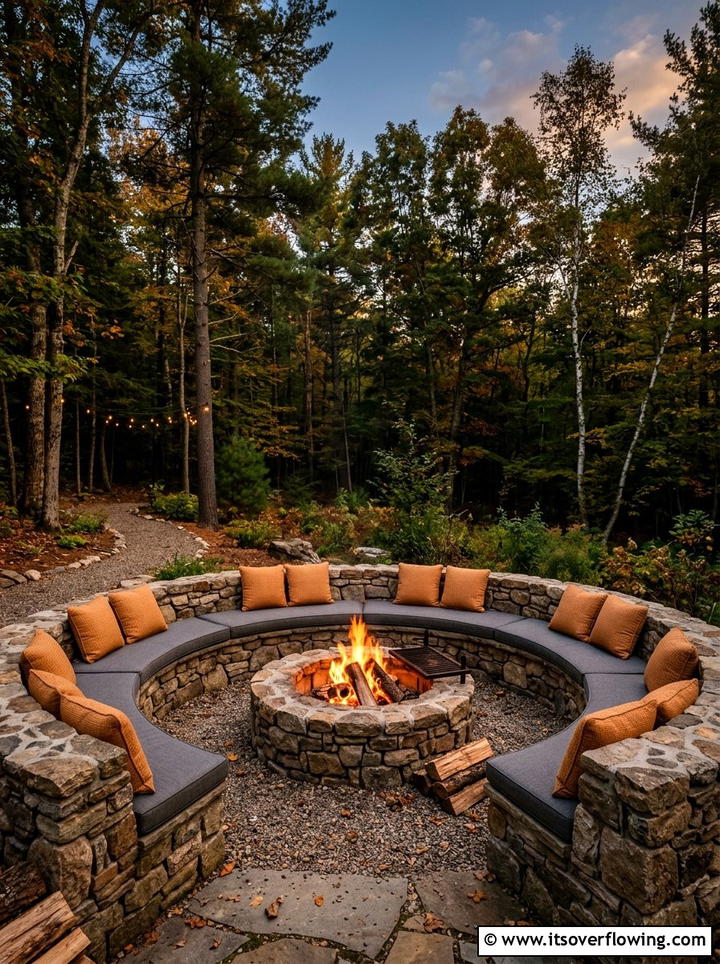 Fire Pit Seating Area - 25 backyard decorating ideas with pillows