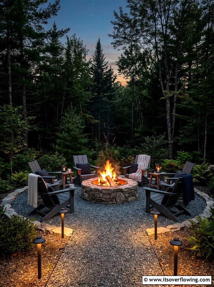 Fire Pit Seating Area - 25 garden design ideas with lighting plans