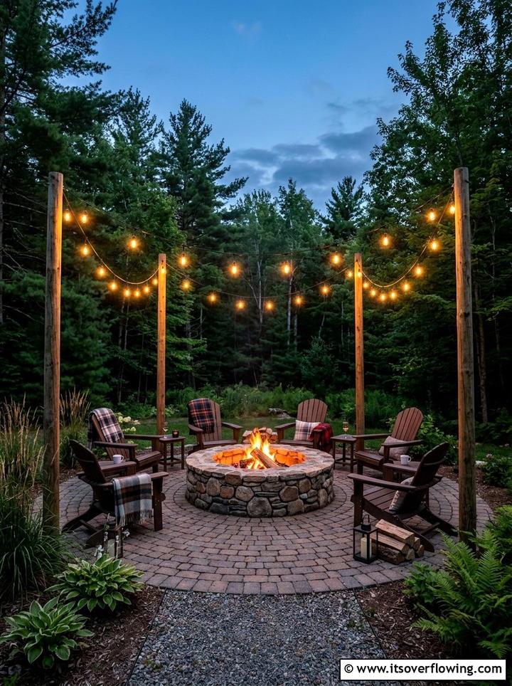 Fire Pit String Lights - 25 cheap garden ideas with string lights