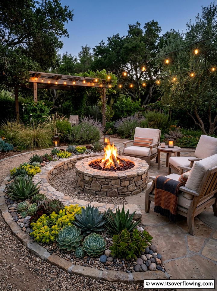 Fire Pit Succulent Garden - 25 backyard ideas with succulents