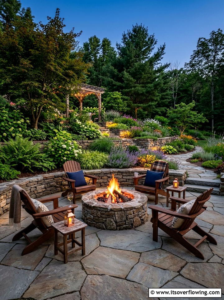 Fire Pit Terrace - 25 backyard ideas for sloped yards