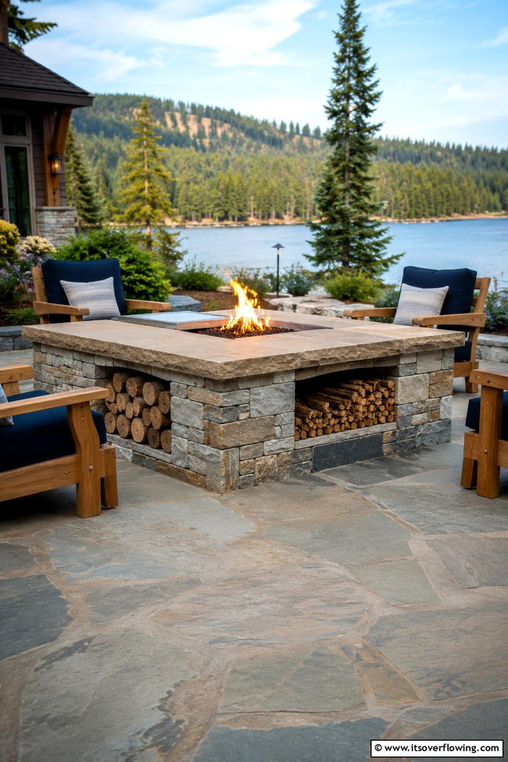 Fire Pit with Built In Storage Solutions - 30 Rustic Fire Pit Ideas for Cozy Outdoor Gatherings