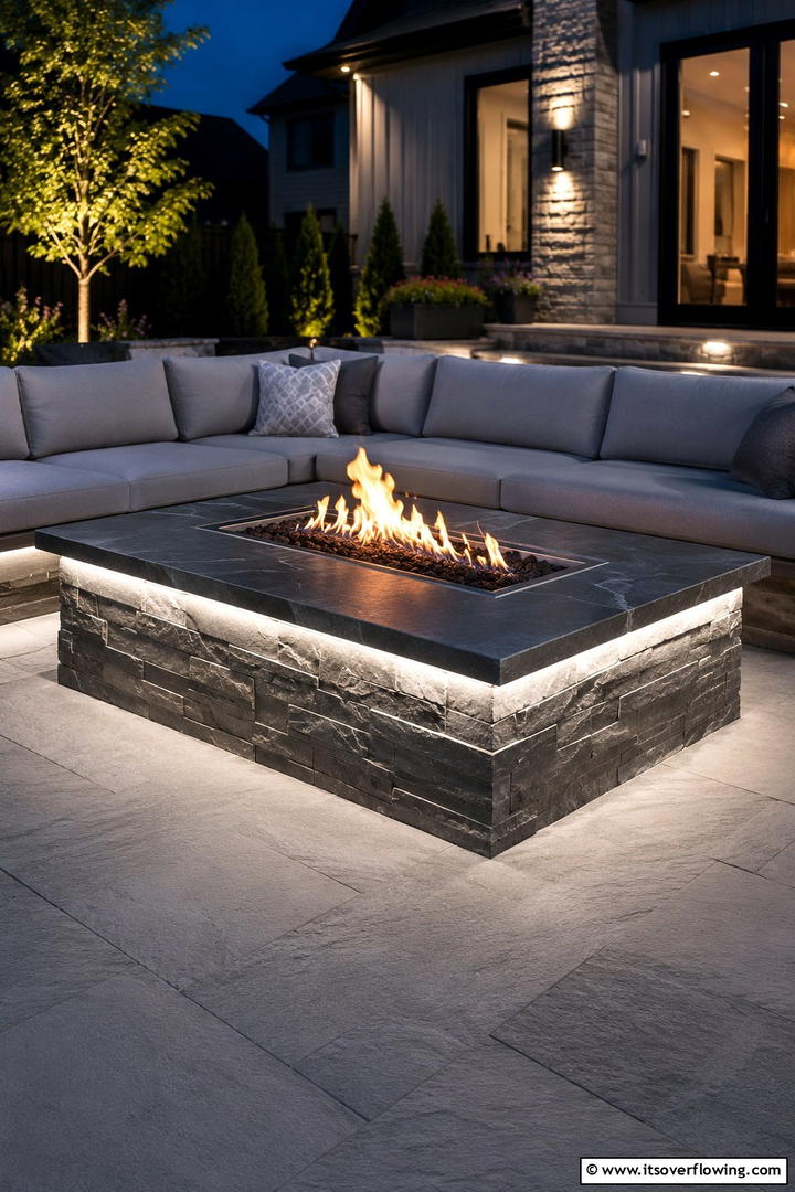 Fire Pit with Integrated Lighting - 30 Rustic Fire Pit Ideas for Cozy Outdoor Gatherings