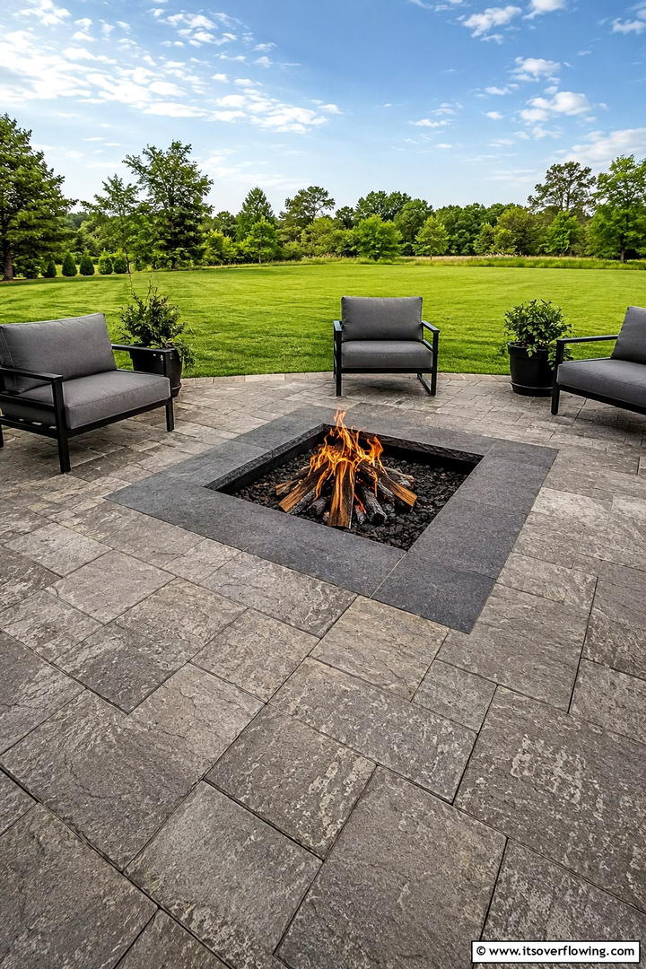 Fire Pit with Natural Pavers - 30 Rustic Fire Pit Ideas for Cozy Outdoor Gatherings
