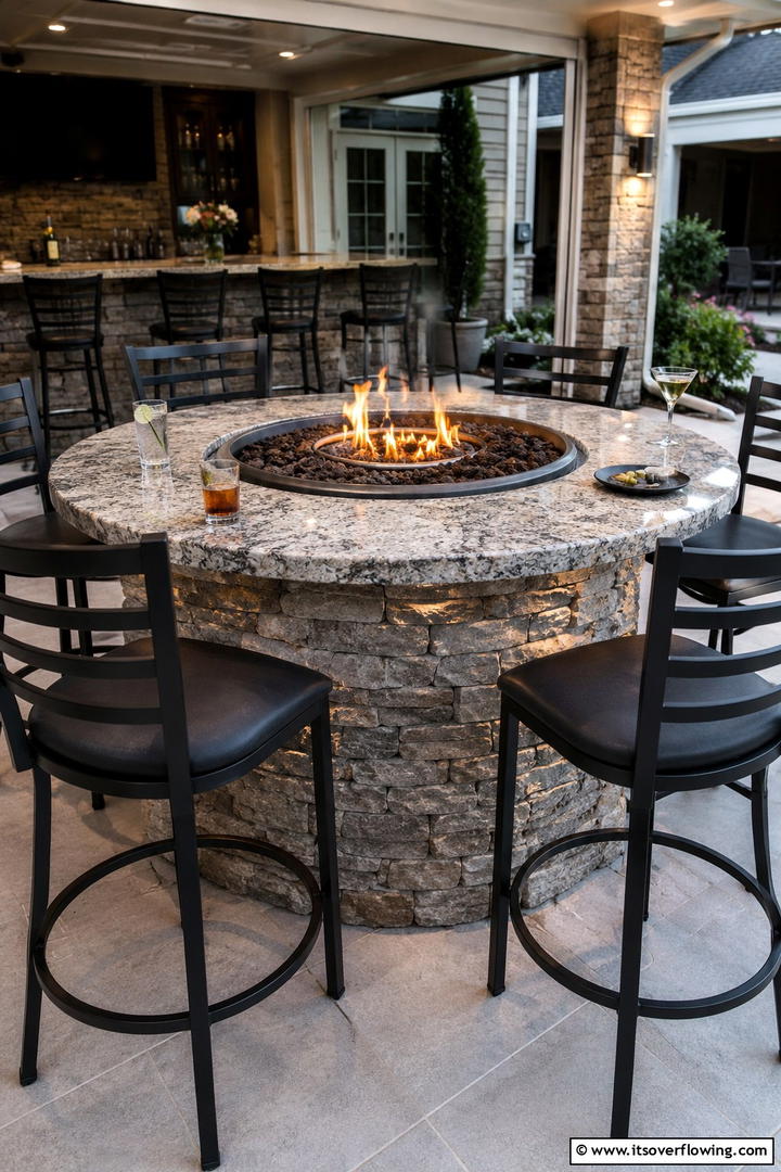 Fire Pit with Stone Surround - 30 Elegant Stone Fire Pit Ideas for Backyard Entertaining