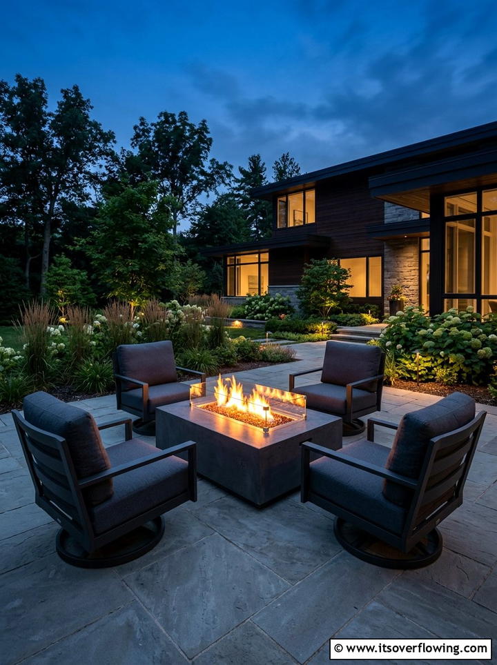 Fire Table Area - 25 backyard ideas with seating area
