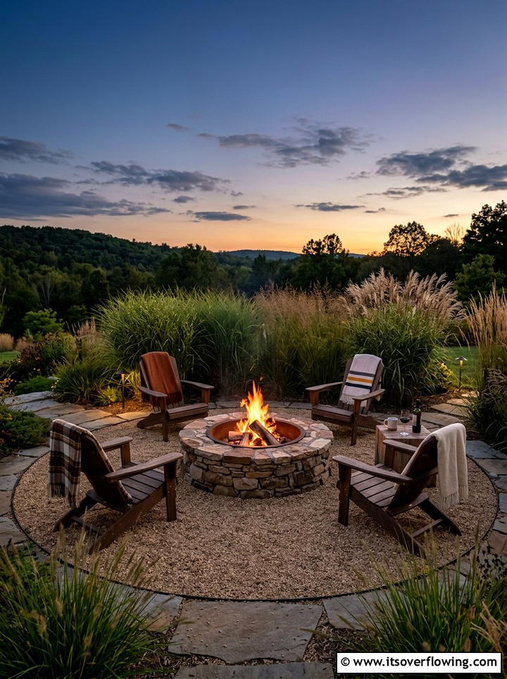 Fire pit area - 25 creative garden ideas for rural homes