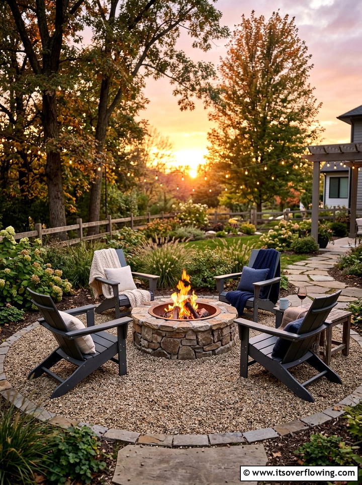 Fire pit area - 25 creative garden ideas with no lawn design