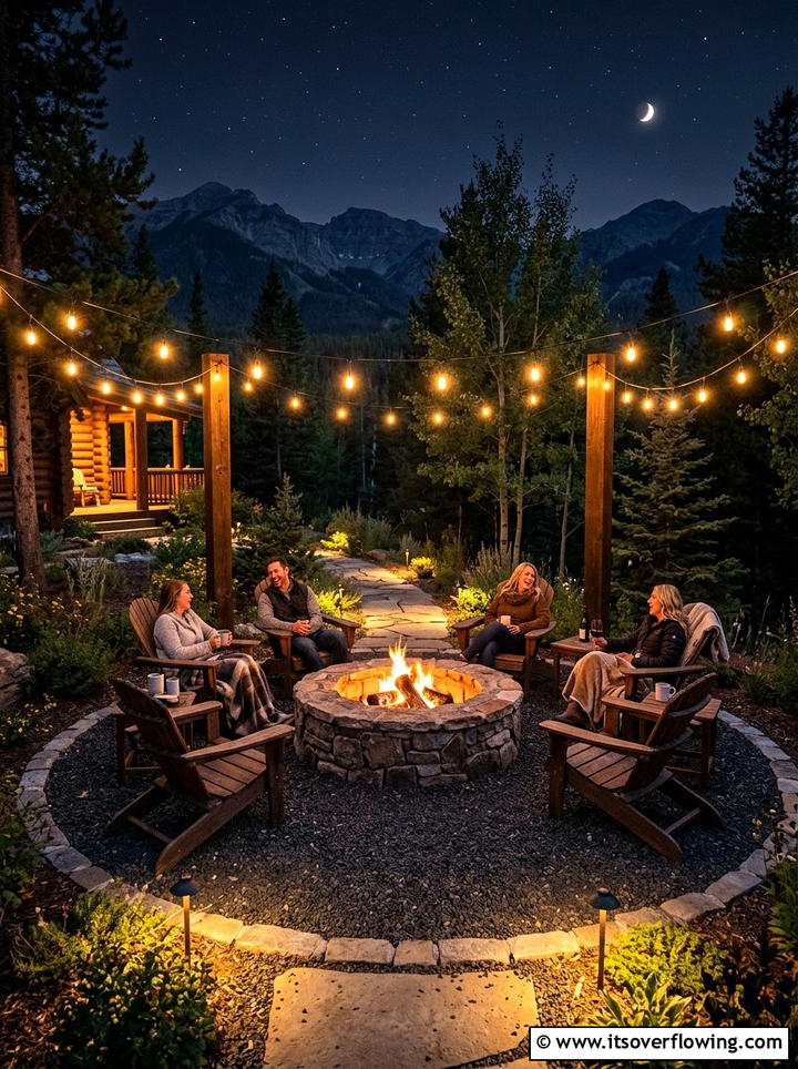 Fire pit area lighting - 25 garden decor ideas with lights