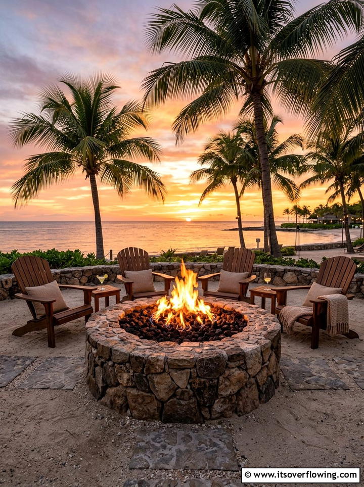 Fire pit area with lava rocks - 25 backyard ideas with tropical retreat