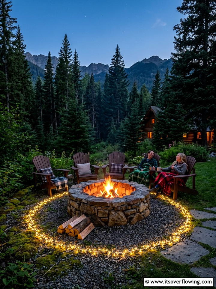 Fire pit fairy lights - 25 garden decor ideas with fairy lights