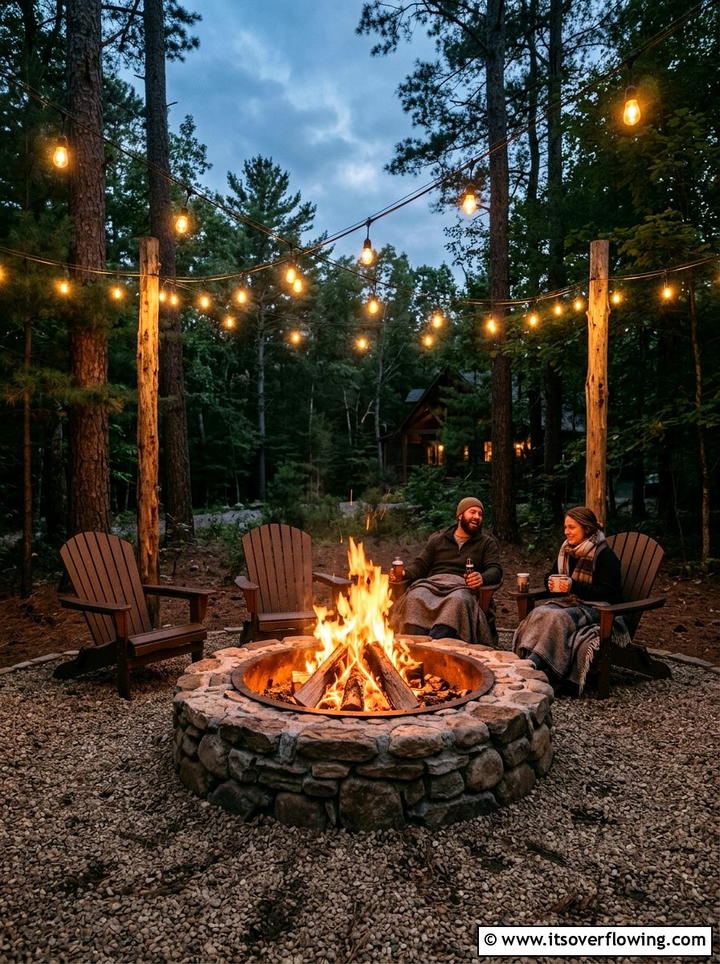 Fire pit lighting - 25 garden ideas with string lights