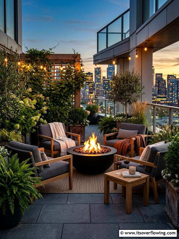 Fire pit lounge area - 25 small garden ideas for patio