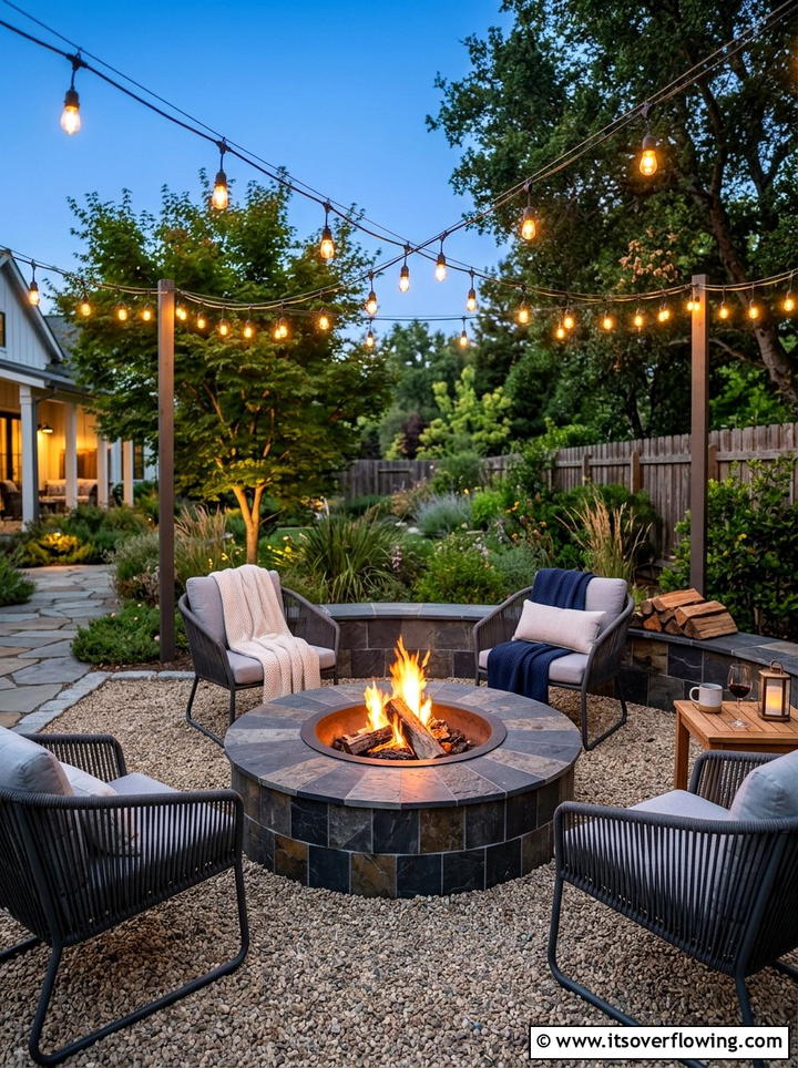 Fire pit tile surround - 25 recycled garden ideas with leftover tiles