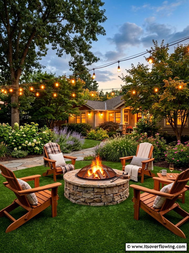 Fire pit turf area - 25 backyard ideas with artificial turf