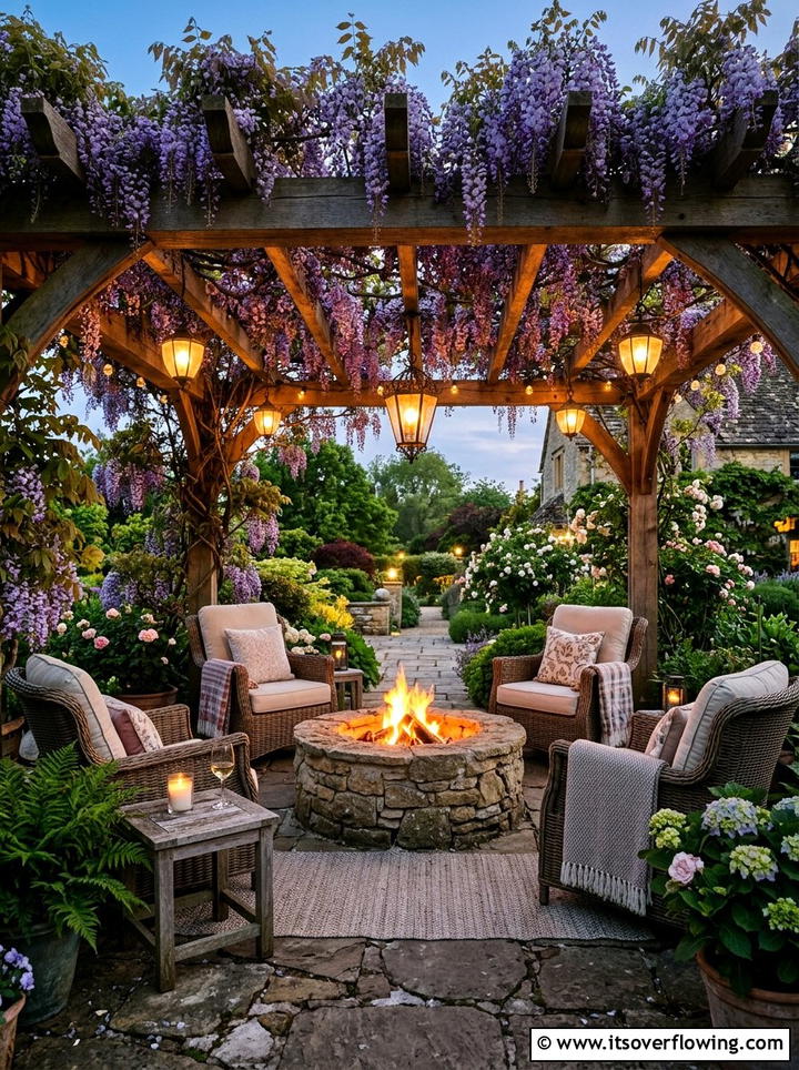 Fire pit under pergola - 25 garden ideas with fire pit
