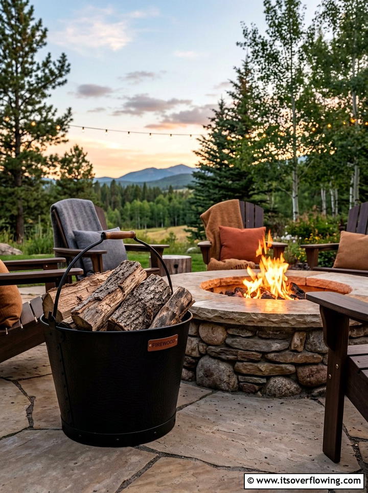 Fire pit wood bucket - 25 upcycled garden ideas with old buckets