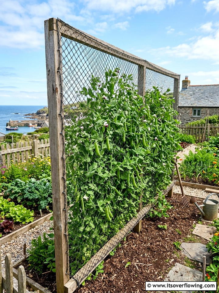 Fishing net garden support - 25 cheap garden ideas with homemade trellis