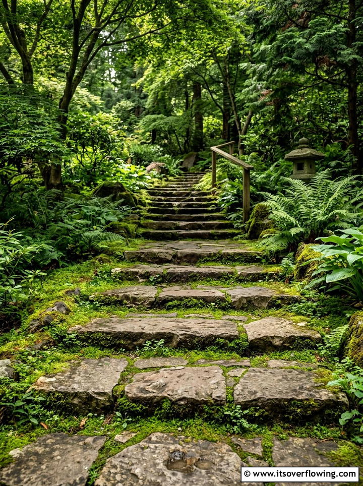 Flagstone And Moss Path - 25 backyard ideas with steps