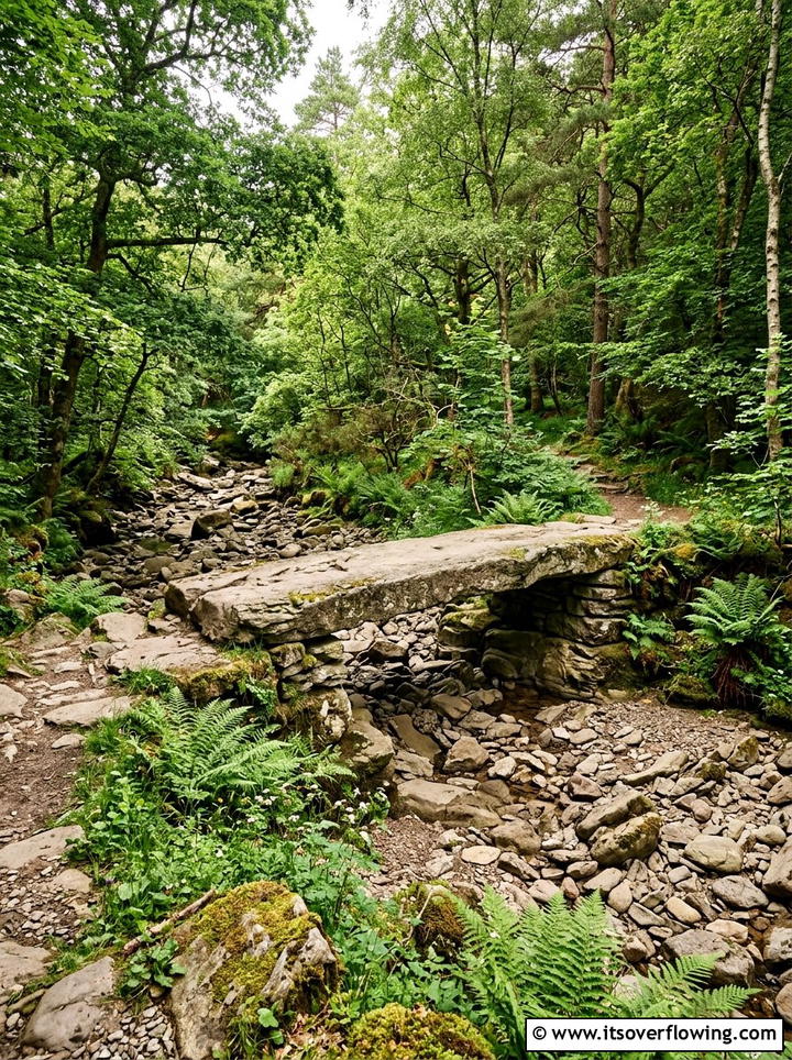 Flagstone Bridge Across Dry Creek - 25 backyard ideas with dry creek bed