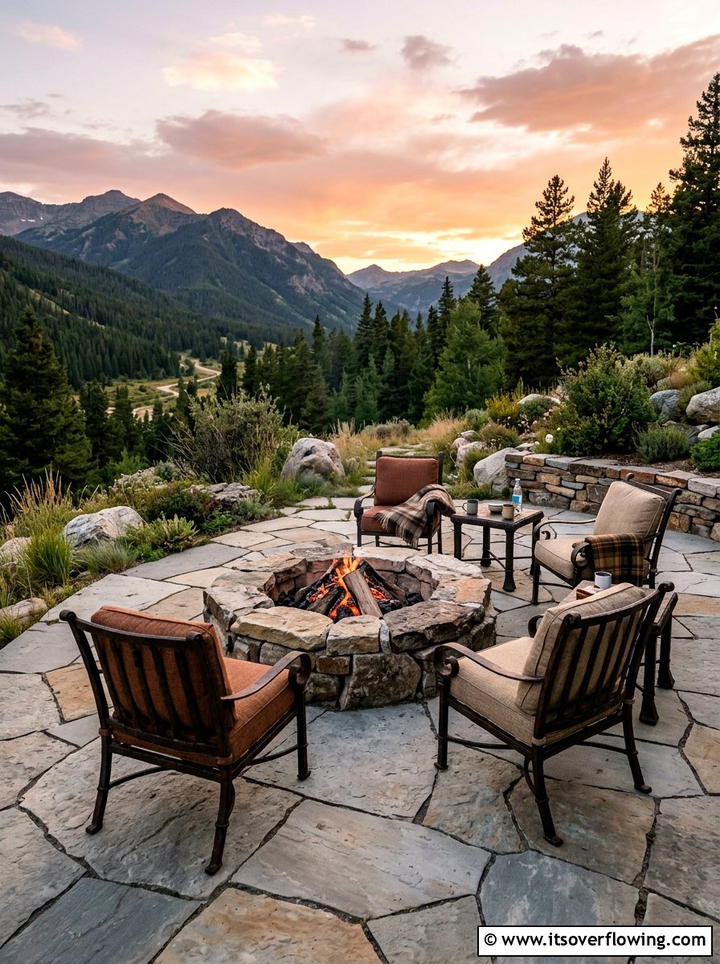 Flagstone Fire Pit Seating Area - 25 creative garden ideas with fire pit circles